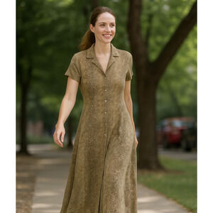 Vintage Crazy Horse Liz Claiborne Maxi Dress Womens 10 Brown Leopard Big Cat